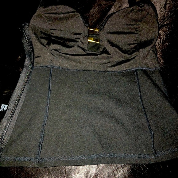 Black Bebe halter top with Golden Trim Metal Bars - Picture 4 of 9